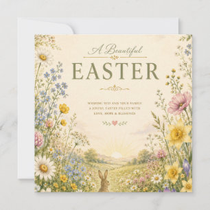 Elegant Wildflower Easter Greeting, Floral Design Invitation