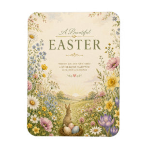 Elegant Wildflower Easter Greeting, Floral Design Magnet