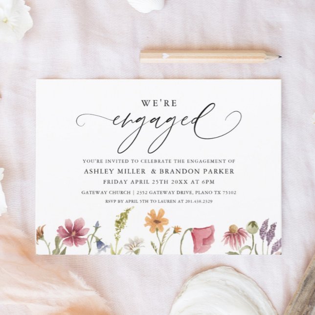 Elegant Wildflower Engagement Party Invitation (Creator Uploaded)