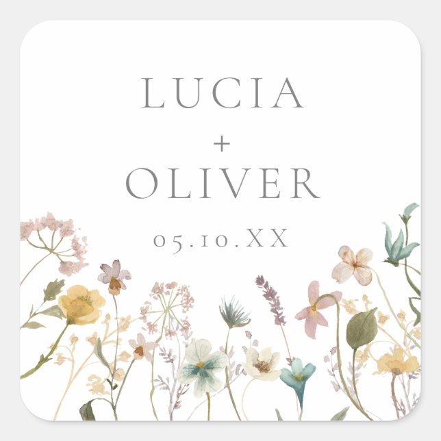 Elegant Wildflower Envelope Sticker (Front)