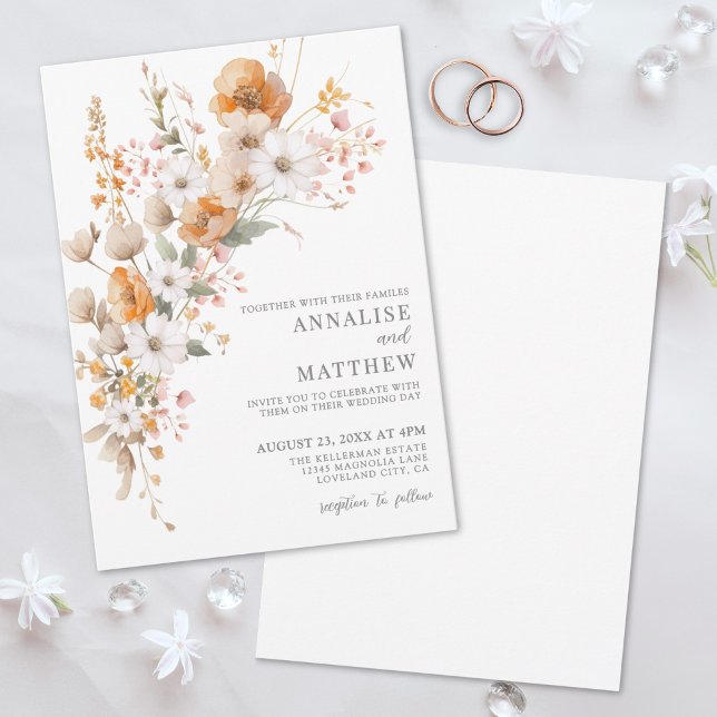 Elegant Wildflower Fall Botanical Floral Wedding Invitation (Elegant Wildflower Fall Botanical Floral Wedding Invitation)