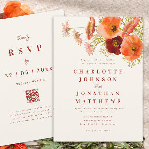 Elegant Wildflower Fall Wedding Invitation