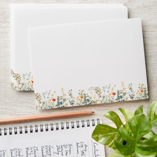Elegant Wildflower Field Business Envelope (Stacked)