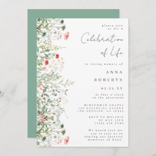 Elegant Wildflower Field Celebration of Life Invitation