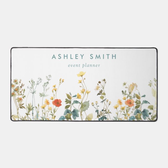 Elegant Wildflower Field Desk Mat (Front)