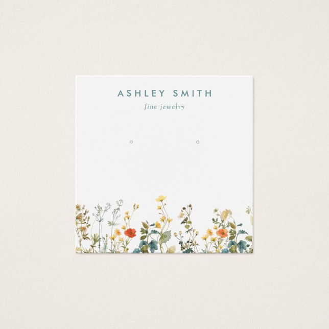 Elegant Wildflower Field Earring Display Card (Front)