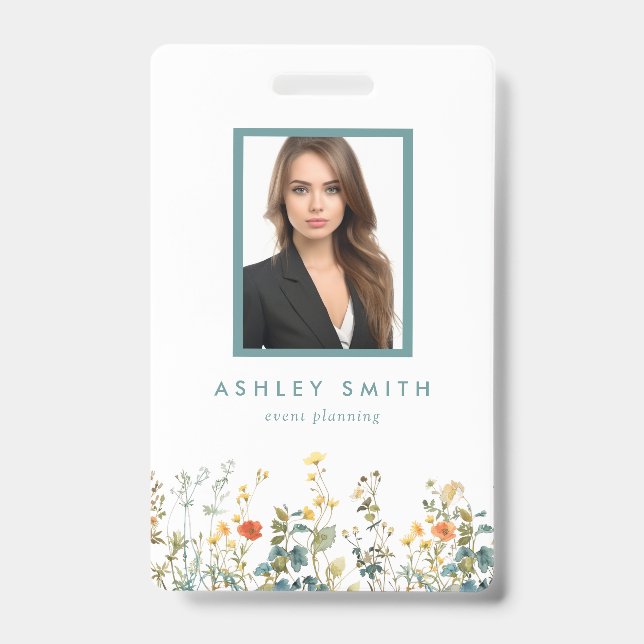 Elegant Wildflower Field ID Badge (Front)