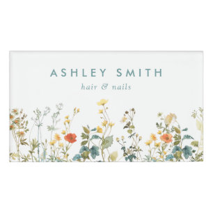 Elegant Wildflower Field Name Tag