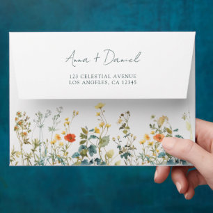 Elegant Wildflower Field Wedding Envelope