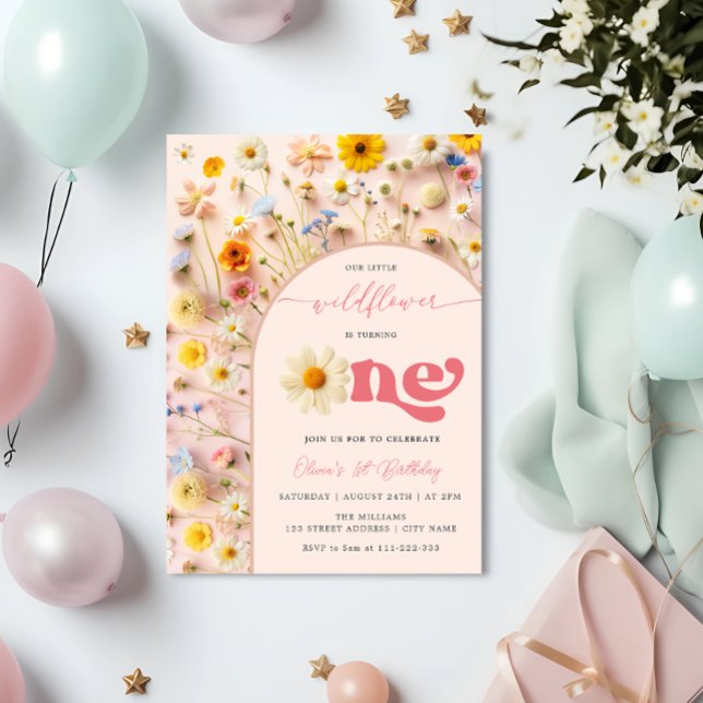 Elegant Wildflower First Birthday Invitation (Creator Uploaded)