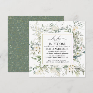 Elegant Wildflower floral baby in bloom Invitation