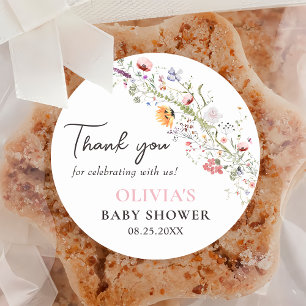 Elegant Wildflower Floral Baby Shower Sticker