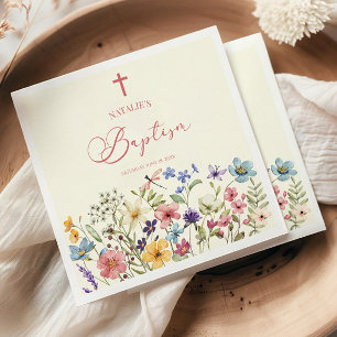 Elegant Wildflower Floral Baptism Napkin