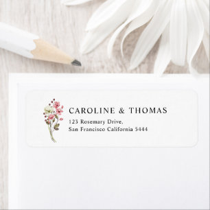 Elegant Wildflower Floral Blooms Wedding Address Return Address Label