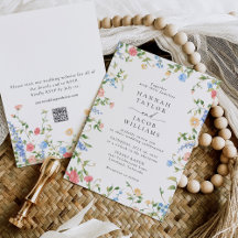Elegant Wildflower Floral Boho QR Code Wedding