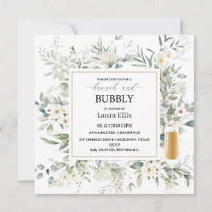 Elegant wildflower floral brunch and bubbly invit invitation