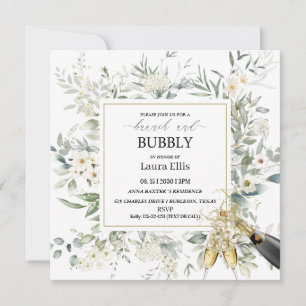 Elegant wildflower floral brunch  and bubbly invitation