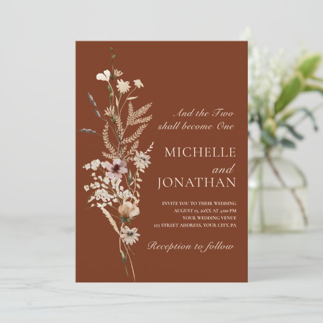 Elegant Wildflower Floral Christian Bible Wedding  Invitation (Standing Front)