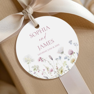 Elegant Wildflower Floral Flowers Wedding Favour Tags