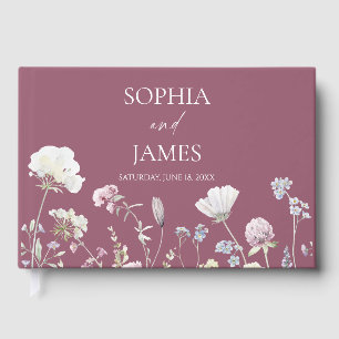 Elegant Wildflower Floral Flowers Wedding Guest Book
