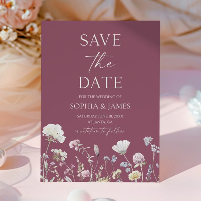 Elegant Wildflower Floral Flowers Wedding Save The Date (Creator Uploaded)