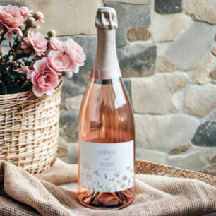 Elegant Wildflower Floral Flowers Wedding Sparkling Wine Label