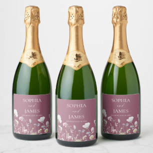 Elegant Wildflower Floral Flowers Wedding Sparkling Wine Label