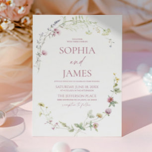 Elegant Wildflower Floral Frame Wedding Invitation