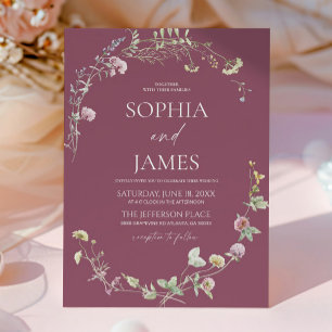 Elegant Wildflower Floral Frame Wedding Invitation