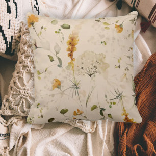 Elegant Wildflower Floral Garden Cushion