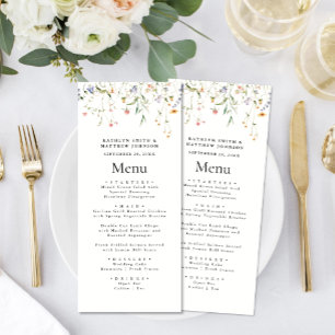 Elegant Wildflower Floral Garden Wedding Menu