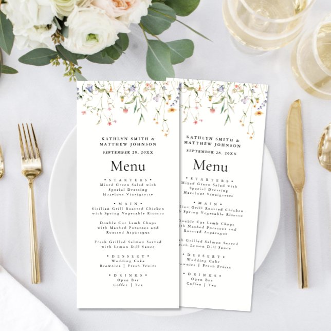 Elegant Wildflower Floral Garden Wedding Menu (Creator Uploaded)