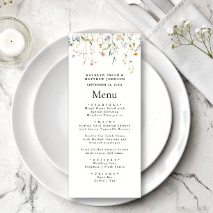 Elegant Wildflower Floral Garden Wedding Menu