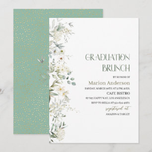 Elegant Wildflower Floral graduation brunch  Invit Invitation