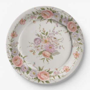 Elegant wildflower Floral Pattern summer wedding Paper Plate