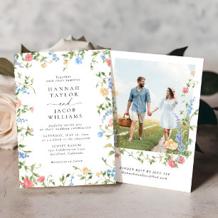 Elegant Wildflower Floral Photo Wedding Invitation