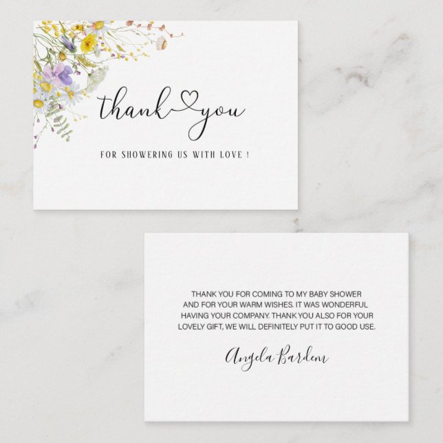 Elegant Wildflower floral thank you Card (Front/Back)