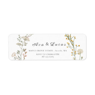 Elegant Wildflower Floral Wedding Garden Greenery Return Address Label