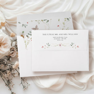 Elegant Wildflower Floral Wedding Return Address Envelope