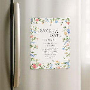 Elegant Wildflower Floral Wedding Save the Date Magnetic Invitation