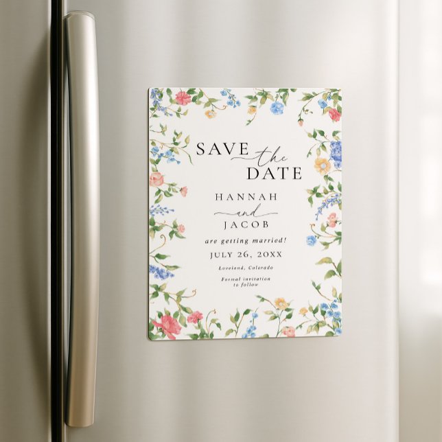 Elegant Wildflower Floral Wedding Save the Date Magnetic Invitation (Creator Uploaded)