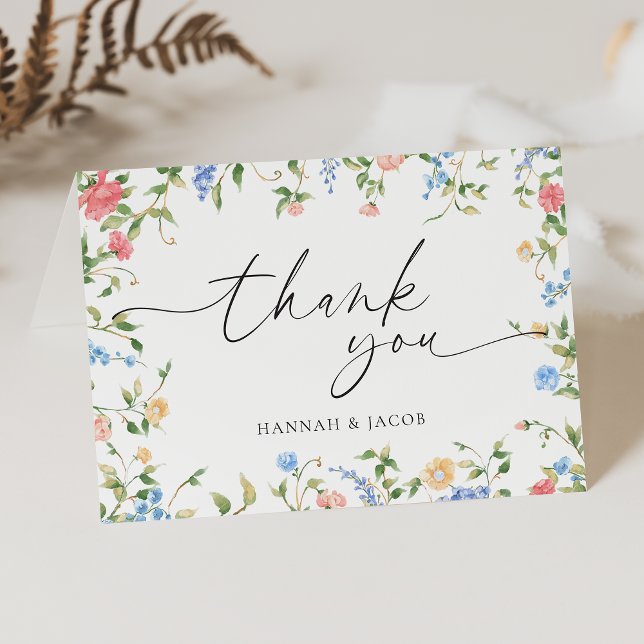 Elegant Wildflower Floral Wedding Thank You Card (Creator Uploaded)