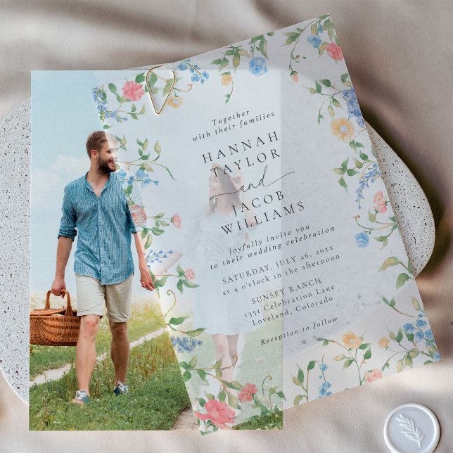 Elegant Wildflower Floral Wedding Vellum Invitations (Creator Uploaded)