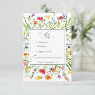Elegant Wildflower Frame Wedding Response Card
