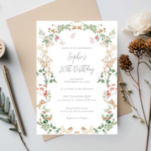 Elegant Wildflower Garden 30th birthday Invitation