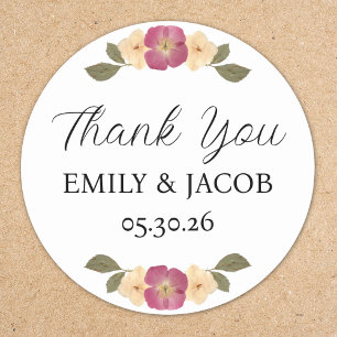 Elegant Wildflower Garden Boho Wedding Thank You Classic Round Sticker