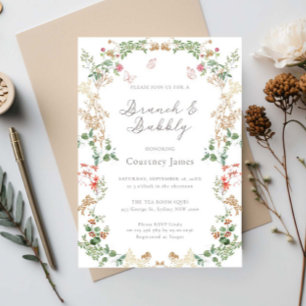 Elegant Wildflower Garden Brunch and Bubbly Invitation