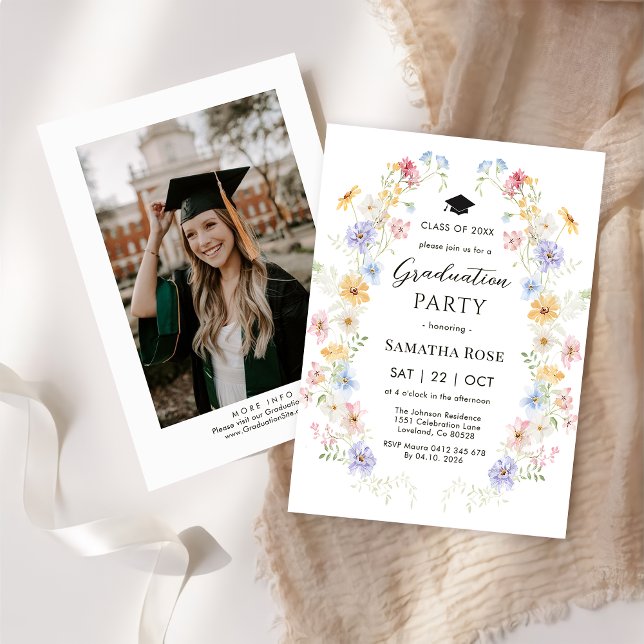 Elegant Wildflower Garden Graduation Party Invitation (Creator Uploaded)