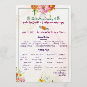 Elegant Wildflower Garden Wedding Program