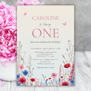 Elegant Wildflower Girl 1st Birthday Invitation